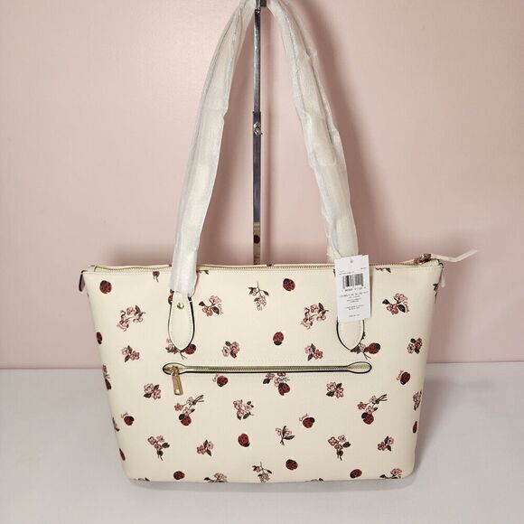 NWT Coach CU271 Gallery Tote Ladybug Floral Print Zip Top Bag Purse - Picture 3 of 5